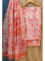 Cotton Pink Casual Wear Printed Dress Material